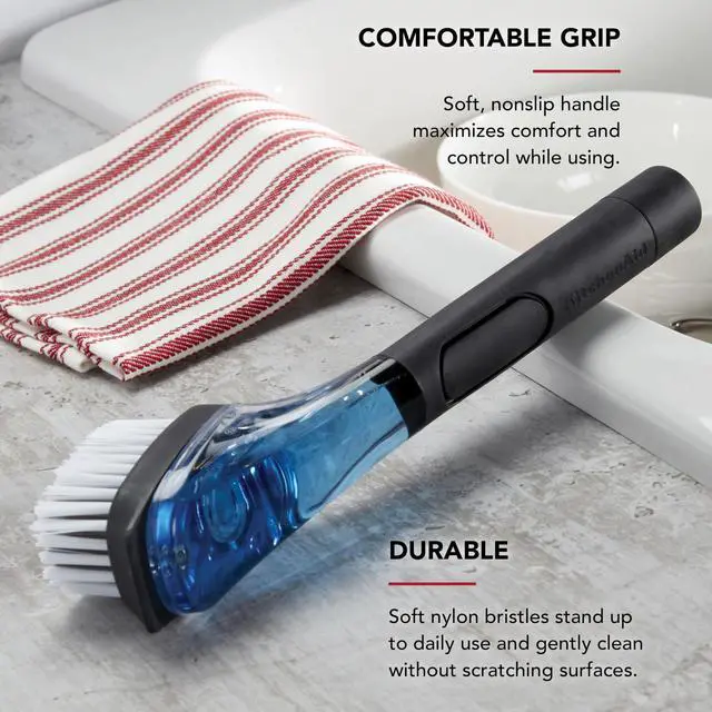 Alt view image 4 of 6 - Soap Dispensing Sink Brush with Easy to Fill Handle, Nylon Bristles for Tough Cleaning, Comfort Grip Handle for Non Slip Grip, Black
