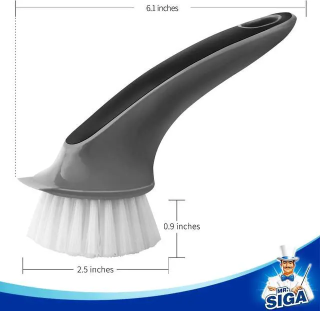 Alt view image 3 of 7 - Pot and Pan Cleaning Brush, Dish Brush for Kitchen, Gray, Pack of 2