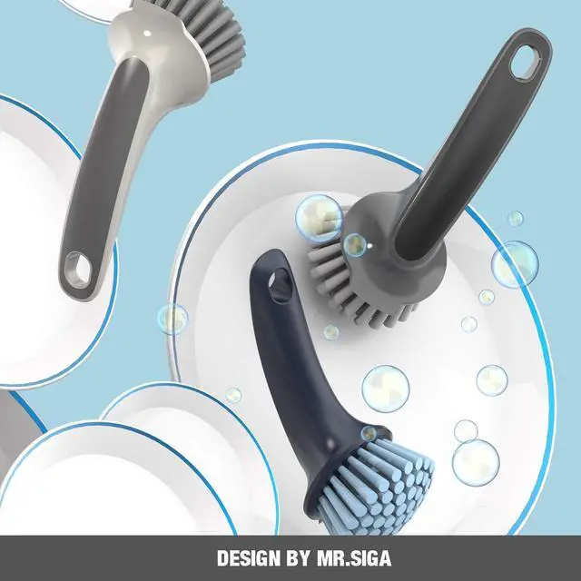 Alt view image 4 of 7 - Pot and Pan Cleaning Brush, Dish Brush for Kitchen, Gray, Pack of 2