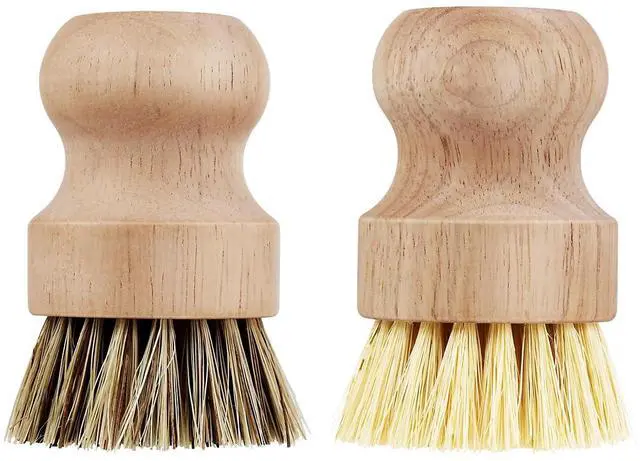Main image of 2 Pcs Dish Brush, Wood Dishes Scrub Brush, Pot Brush for Kitchen Cleaning Dishes Pots Pans (Sisal and Palm)