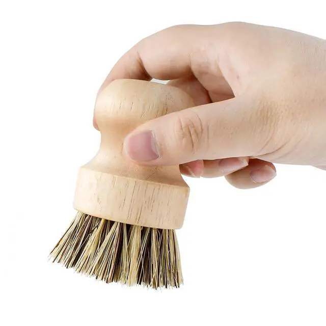 Alt view image 5 of 7 - 2 Pcs Dish Brush, Wood Dishes Scrub Brush, Pot Brush for Kitchen Cleaning Dishes Pots Pans (Sisal and Palm)