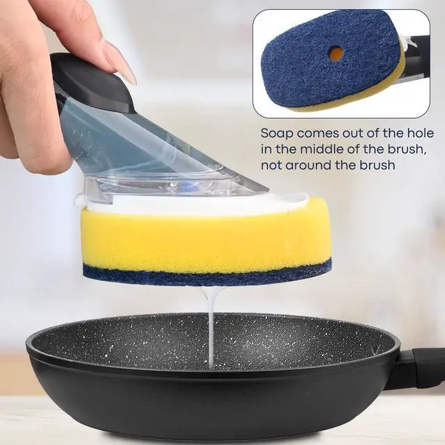 Alt view image 5 of 7 - Sponge Brush Refills for OXO Dish Brush, 4 Pack Soap Dispensing Dish Refills, Scrub Replacement Head for Scrubber, Sponge Replacement Head Fits Soap Dispensing Handle
