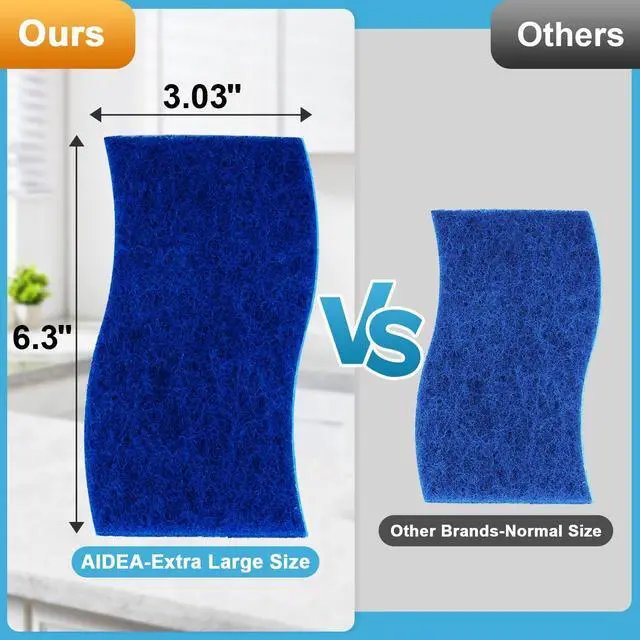 Alt view image 2 of 7 - XL Scrub Sponges Non-Scratch 6Count, Extra Large Sponges Kitchen, Sponge for Dishes, Cleans Fast Without Scratching Safe for Non-Stick Cookware, Cleaning Power for Kitchen, House