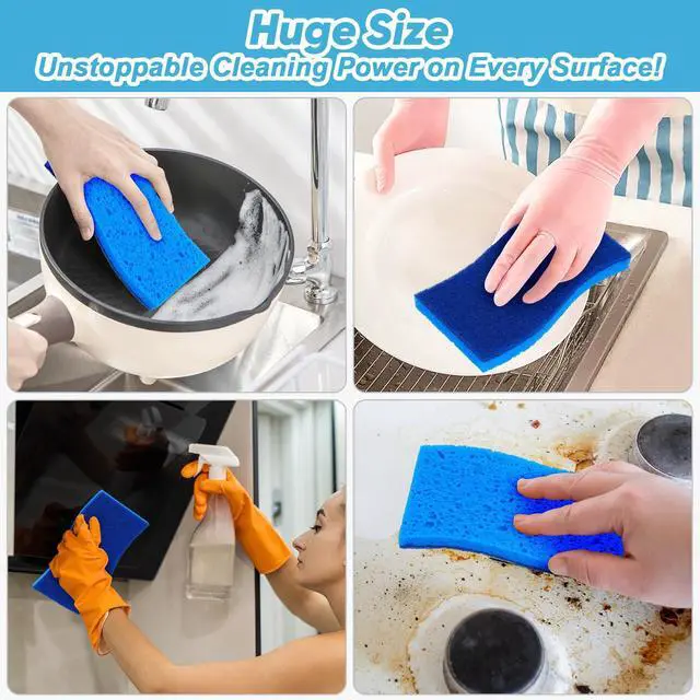Alt view image 7 of 7 - XL Scrub Sponges Non-Scratch 6Count, Extra Large Sponges Kitchen, Sponge for Dishes, Cleans Fast Without Scratching Safe for Non-Stick Cookware, Cleaning Power for Kitchen, House