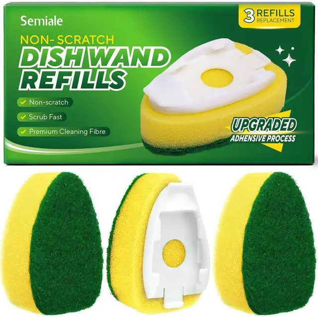 Main image of Dishwand Refills Sponge Heads for Scotch-Brite Dish Wand, Non Scratch Heavy Duty Scrub Brush Sponges, Soap Dispensing Scrubbers, Dish Wand Refill Head Pad Replacements for Kitchen Sink, Glass Cleaning