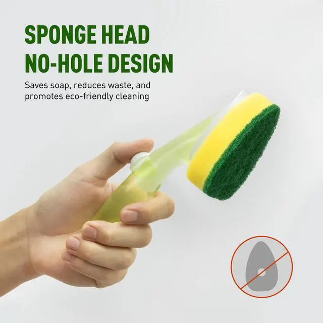 Alt view image 4 of 7 - Dishwand Refills Sponge Heads for Scotch-Brite Dish Wand, Non Scratch Heavy Duty Scrub Brush Sponges, Soap Dispensing Scrubbers, Dish Wand Refill Head Pad Replacements for Kitchen Sink, Glass Cleaning