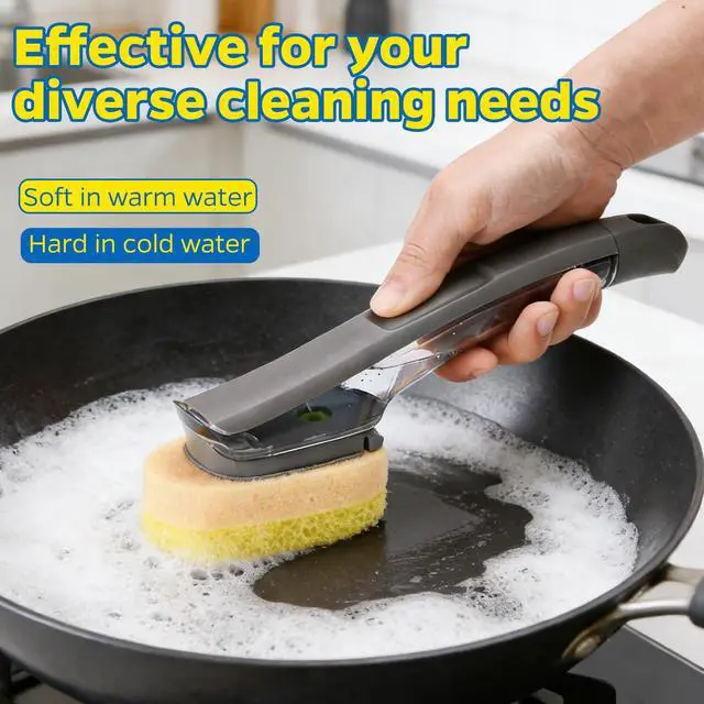 Alt view image 3 of 6 - Sponge Dishwand Brush Refills for Scotch-Brite Dishwand - 10 Pack Dish Soap Non-Scratch Brush Refills for Nonstick Pots and Pans, Glass & Tubs (Yellow)