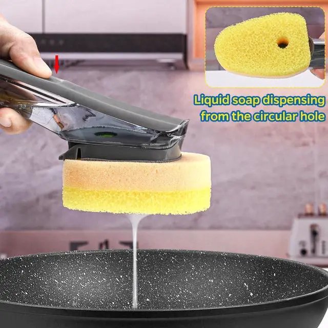 Alt view image 4 of 6 - Sponge Dishwand Brush Refills for Scotch-Brite Dishwand - 10 Pack Dish Soap Non-Scratch Brush Refills for Nonstick Pots and Pans, Glass & Tubs (Yellow)