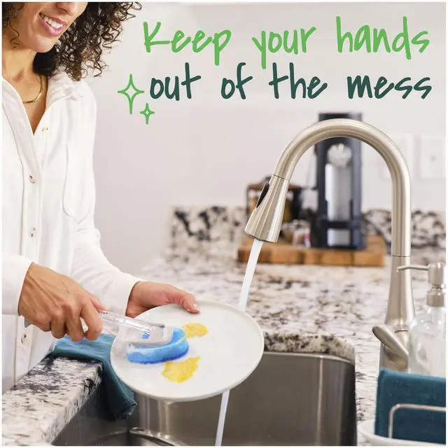 Alt view image 7 of 7 - Zero Scratch Dishwand, Dishwasher-Safe Scrub Wand with Built-in Scraper, Gentle Scrubbing Power, Stands Upright, 1 Pack