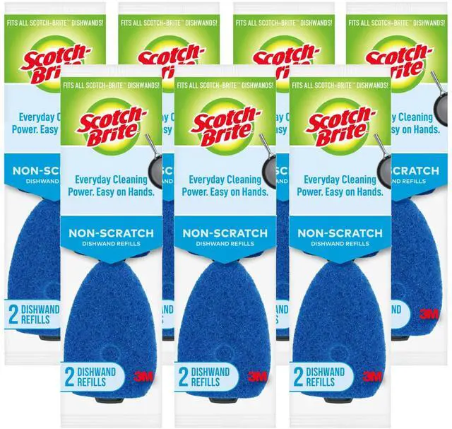 Main image of Non-Scratch Dishwand Refill, 14 Dish Wand Sponge Refills, Removes Stuck-on Food, Best for Nonstick Pots and Pans, Glass, Tubs & Showers, Fits All Scotch Brite Dishwands