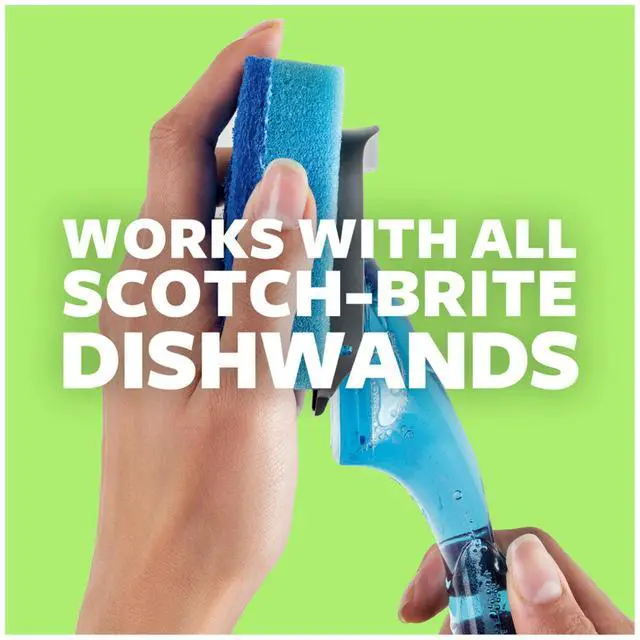 Alt view image 2 of 7 - Non-Scratch Dishwand Refill, 14 Dish Wand Sponge Refills, Removes Stuck-on Food, Best for Nonstick Pots and Pans, Glass, Tubs & Showers, Fits All Scotch Brite Dishwands