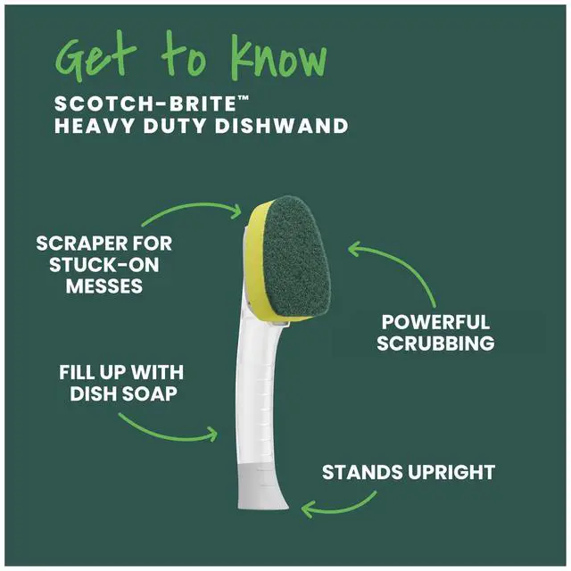 Alt view image 2 of 7 - Heavy Duty Dishwand Kit, Includes 1 Wand & 7 Refill Pads, Keep Hands Out of the Mess