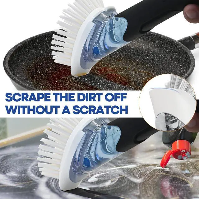Alt view image 3 of 7 - Soap Dispensing Dish Brush, Dish Scrubber with Soap Dispenser, Dish Soap Brush, Dish Wand with Soap Dispenser Kitchen Brush for Dishes, Pans, Sink, Pots
