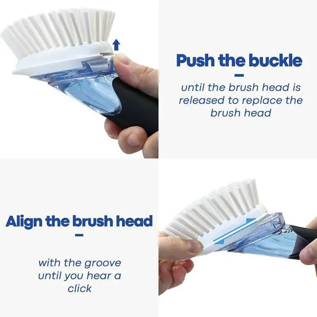 Alt view image 6 of 7 - Soap Dispensing Dish Brush, Dish Scrubber with Soap Dispenser, Dish Soap Brush, Dish Wand with Soap Dispenser Kitchen Brush for Dishes, Pans, Sink, Pots