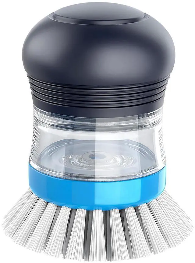 Main image of Soap Dispensing Palm Brush, Kitchen Brush for Dish Pot Pan Sink Cleaning, Pack of 1, Navy/Blue