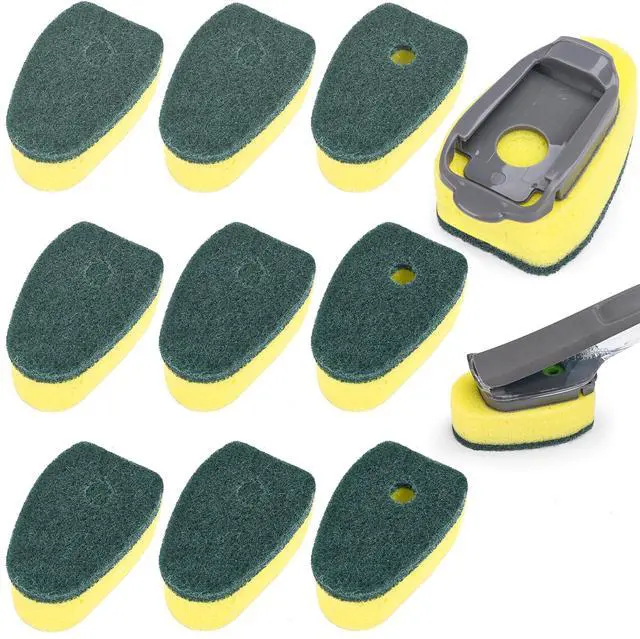 Main image of Sponge Dishwand Brush Refills for Scotch-Brite Dishwand - 10 Pack Dish Soap Non-Scratch Brush Refills for Nonstick Pots and Pans, Glass & TubsGreen