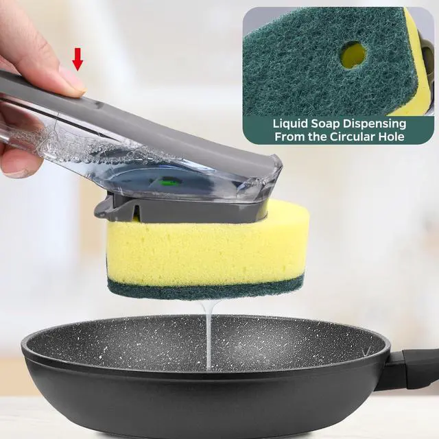 Alt view image 6 of 7 - Sponge Dishwand Brush Refills for Scotch-Brite Dishwand - 10 Pack Dish Soap Non-Scratch Brush Refills for Nonstick Pots and Pans, Glass & TubsGreen