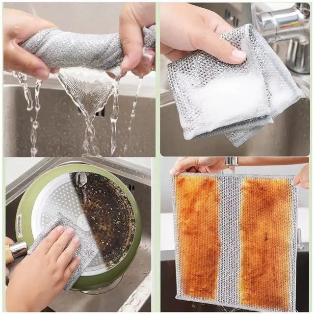 Alt view image 5 of 6 - Kitchen Dish Soap Dispenser with Sponge Holder, 5-in-1 Countertop Soap Pump Dispenser, Soap Dispenser for Kitchen Sink with 3-Packs Wire Dishwashing Rag