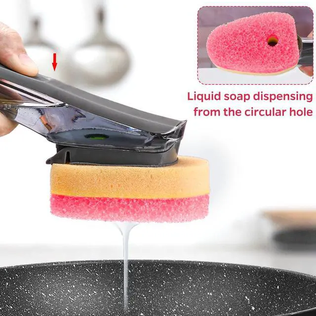 Alt view image 4 of 7 - Sponge Dishwand Brush Refills for Scotch-Brite Dishwand - 10 Pack Dish Soap Non-Scratch Brush Refills for Nonstick Pots and Pans, Glass & Tubs (Pink)