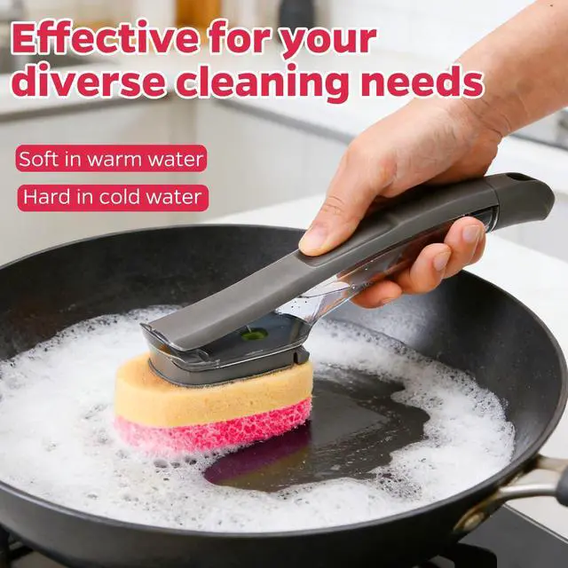 Alt view image 3 of 7 - Sponge Dishwand Brush Refills for Scotch-Brite Dishwand - 10 Pack Dish Soap Non-Scratch Brush Refills for Nonstick Pots and Pans, Glass & Tubs (Pink)