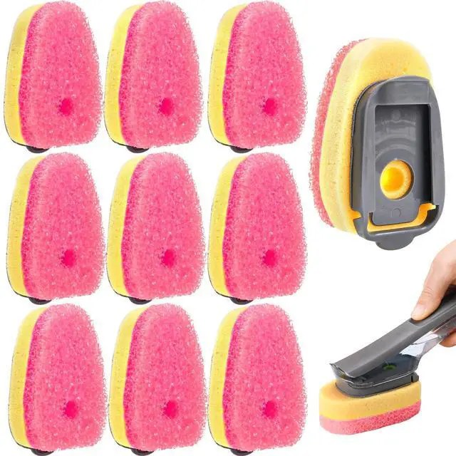 Main image of Sponge Dishwand Brush Refills for Scotch-Brite Dishwand - 10 Pack Dish Soap Non-Scratch Brush Refills for Nonstick Pots and Pans, Glass & Tubs (Pink)