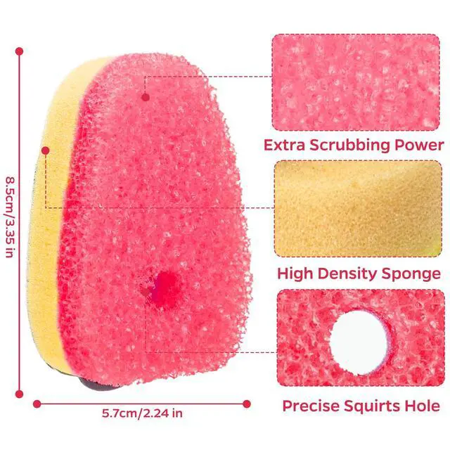 Alt view image 5 of 7 - Sponge Dishwand Brush Refills for Scotch-Brite Dishwand - 10 Pack Dish Soap Non-Scratch Brush Refills for Nonstick Pots and Pans, Glass & Tubs (Pink)