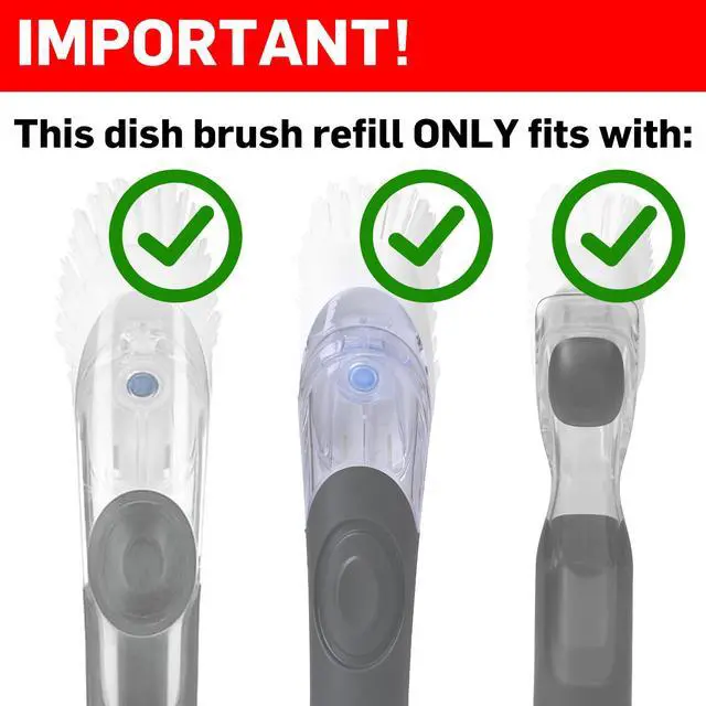 Alt view image 2 of 7 - Dish Brush Refill, 4 Pack Dish Brush Replacement Head for OXO Dish Brush, Brush Dispenser Refill Fits Soap Dispensing Handle