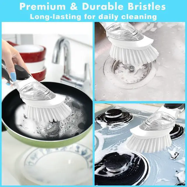 Alt view image 3 of 7 - Dish Brush Refill, 4 Pack Dish Brush Replacement Head for OXO Dish Brush, Brush Dispenser Refill Fits Soap Dispensing Handle