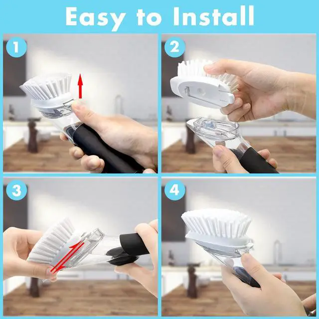 Alt view image 7 of 7 - Dish Brush Refill, 4 Pack Dish Brush Replacement Head for OXO Dish Brush, Brush Dispenser Refill Fits Soap Dispensing Handle