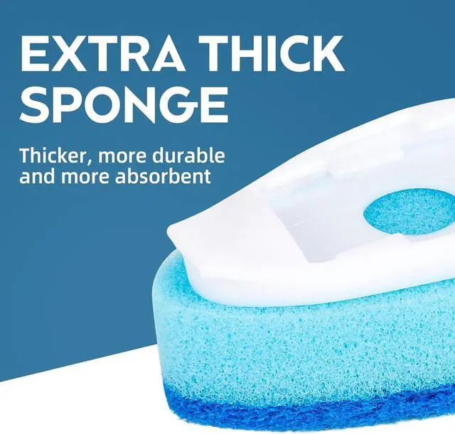 Alt view image 2 of 7 - Dish Wand Sponge Refills, 6 Sponges Replacement Heads DishWand Non Scratch, Soap Control Handle Dispenser Scrubber Heavy Duty with Dishwashing Scrub Dispensing Brush Pads Cleaning Supplies Blue