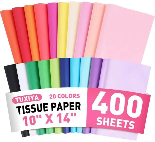 Main image of 400 Sheets Tissue Paper, 20 Colors 10" X 14" Tissue Papers for Gift Bags Birthday Party Flower Decoration, Colored Tissue Paper Bulk for Packaging