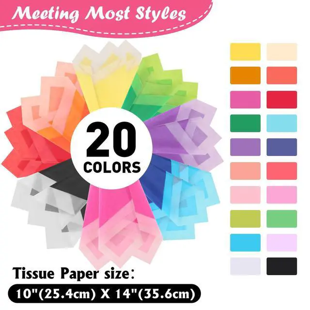 Alt view image 2 of 7 - 400 Sheets Tissue Paper, 20 Colors 10" X 14" Tissue Papers for Gift Bags Birthday Party Flower Decoration, Colored Tissue Paper Bulk for Packaging