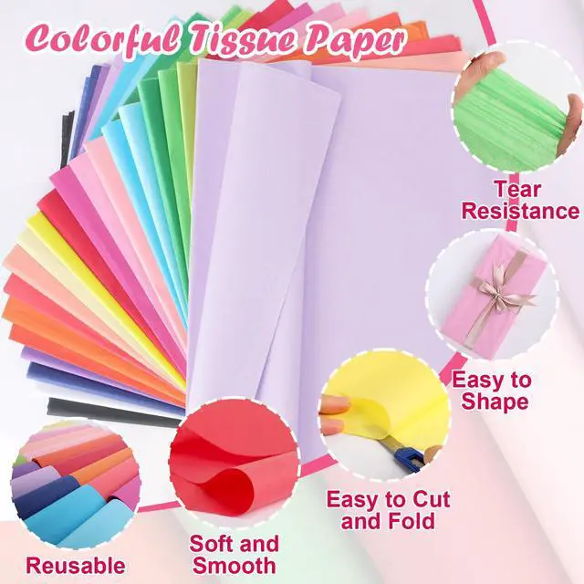 Alt view image 3 of 7 - 400 Sheets Tissue Paper, 20 Colors 10" X 14" Tissue Papers for Gift Bags Birthday Party Flower Decoration, Colored Tissue Paper Bulk for Packaging