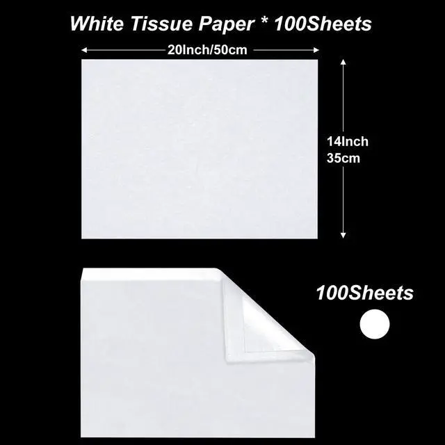 Alt view image 3 of 7 - 100 Sheets White Tissue Paper 20x14 Inches Tissue Paper for Gift Bags Wrapping Tissue Paper Bulk for DIY Crafts Birthday Baby Shower Festival Holidays Decorative