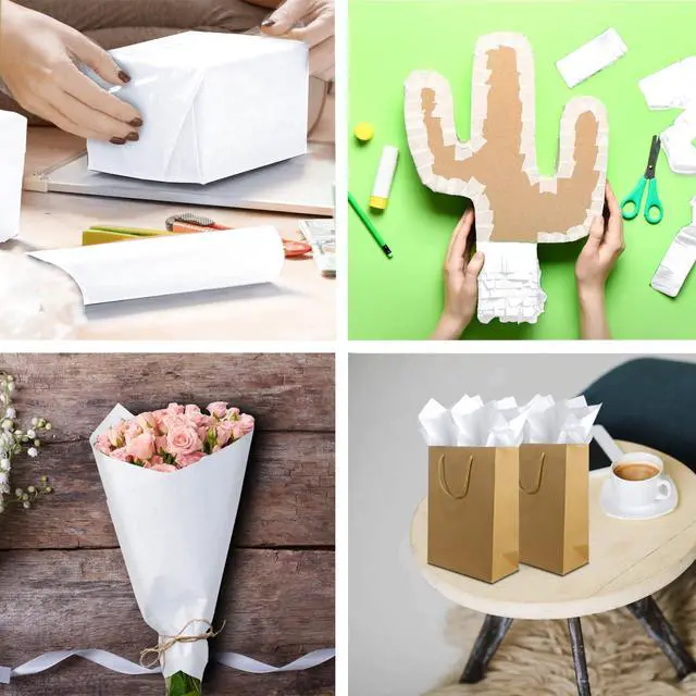 Alt view image 4 of 7 - 100 Sheets White Tissue Paper 20x14 Inches Tissue Paper for Gift Bags Wrapping Tissue Paper Bulk for DIY Crafts Birthday Baby Shower Festival Holidays Decorative