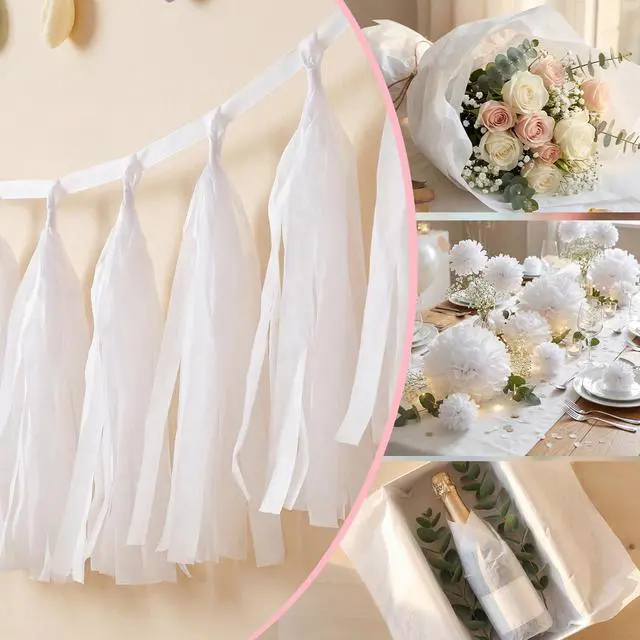 Alt view image 6 of 7 - 160 Sheets White Tissue Paper Bulk 14 X 20 Inches Wrapping Tissue Paper for Gift Bags Bouquet Packaging DIY Crafts Weddings Baby Shower Birthday Small Business