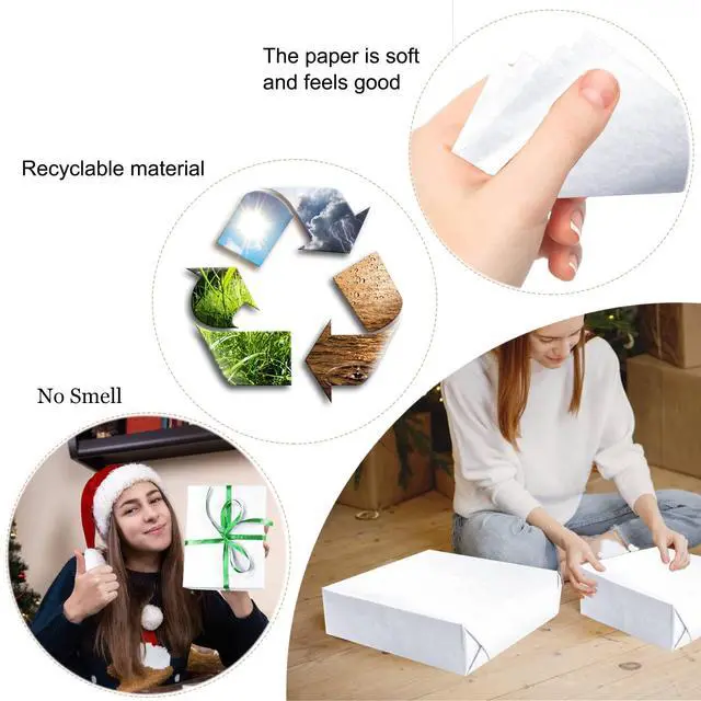 Alt view image 5 of 7 - 100 Sheets White Tissue Paper 14 x 20 Inches Recyclable White Wrapping Paper Bulk for Weddings Birthday DIY Project Festival Wrapping Crafts Decor