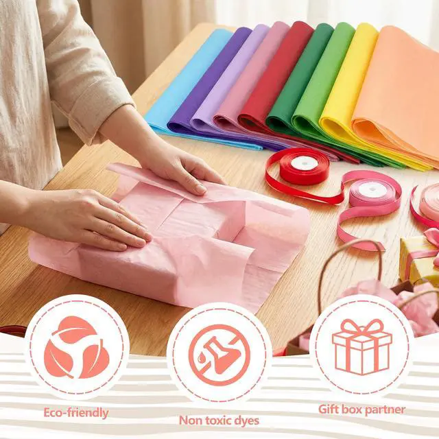Alt view image 3 of 6 - 150 Sheets Colored Tissue Paper, 20X14 inch Christmas Tissue Paper for Gift Bags,Gold Silver Red Green Yellow White Black Gift Wrapping(25 Colors)
