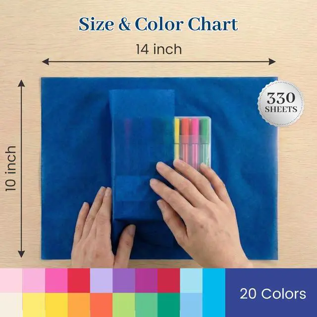 Alt view image 4 of 7 - 330 Sheets Tissue Paper Bulk, 14x10 Inch Colored Wrapping Tissue Paper for Gift Bags DIY Crafts Birthday Wedding Holidays Decor 20 Colors