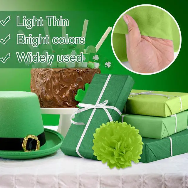 Alt view image 3 of 6 - 60 Sheets Green Tissue Paper Multicolor Tissue Paper Bulk Gift Wrapping for DIY Art Craft Floral Birthday Baby Shower Party Festival