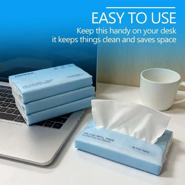 Alt view image 6 of 7 - Car Tissues, 8 Packs x 30 Sheets (240 Total), 4-Ply Ultra Soft Facial Tissues, Compact Travel Size, Fits Cup Holder & Visor, Car, Home & Travel Use (1 Count (Pack of 8))