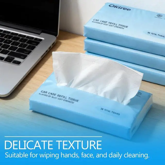 Alt view image 7 of 7 - Car Tissues, 8 Packs x 30 Sheets (240 Total), 4-Ply Ultra Soft Facial Tissues, Compact Travel Size, Fits Cup Holder & Visor, Car, Home & Travel Use (1 Count (Pack of 8))