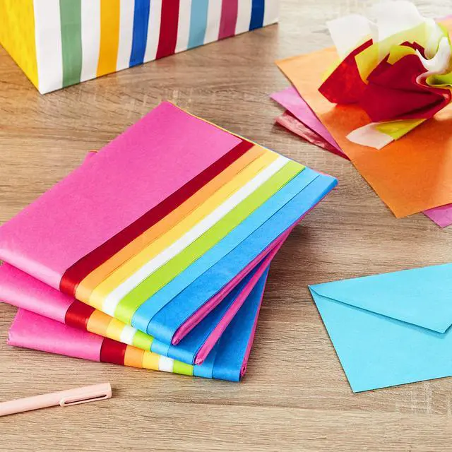 Alt view image 2 of 7 - Tissue Paper, 120 Sheets (Classic Rainbow, 8 Colors) for Birthdays, Mother's Day, Graduation, Gift Wrap, Crafts, DIY Paper Flowers, Tassel Garland and More