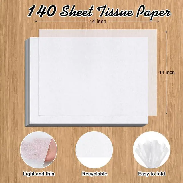 Alt view image 2 of 7 - 140 Sheets White Tissue Paper, 14 x 20 Inches Tissue Paper Bulk, Wrapping Tissue Papers for Weddings Birthday DIY Project Arts Craft Decor