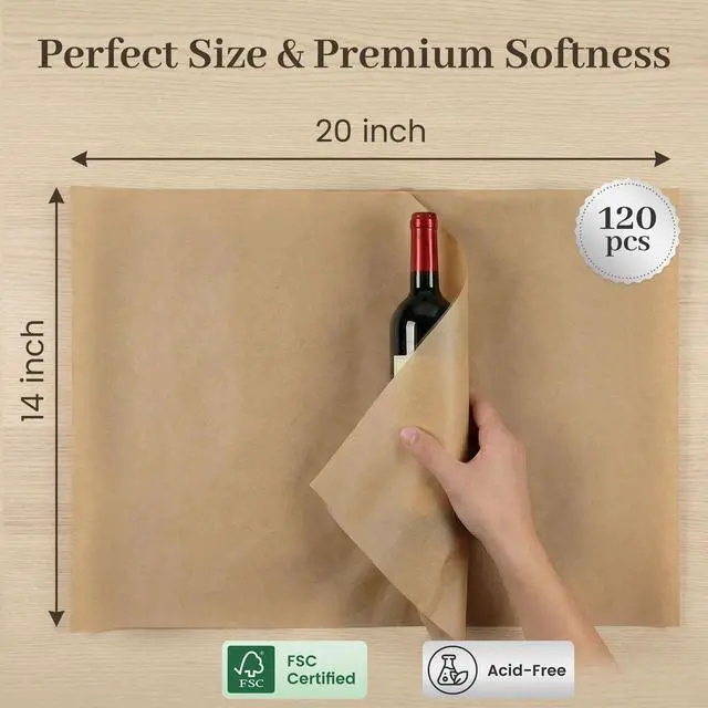 Alt view image 4 of 7 - 120 Sheets Brown Tissue Paper Bulk, 14 x 20 Inch Gift Wrapping Kraft Paper for DIY Crafts Holiday Decor Birthday Party Supplies Rustic Art Project