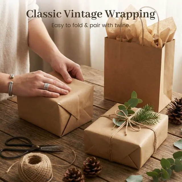 Alt view image 5 of 7 - 120 Sheets Brown Tissue Paper Bulk, 14 x 20 Inch Gift Wrapping Kraft Paper for DIY Crafts Holiday Decor Birthday Party Supplies Rustic Art Project