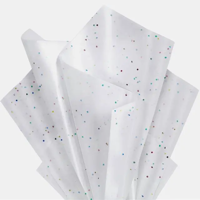 Main image of White Glitter Tissue Paper for Gift Bags 36 Sheets 14x20 Inch - Recyclable Wrapping Paper for Weddings, Birthdays, Party & Festival Decorations DIY Craft Supplies