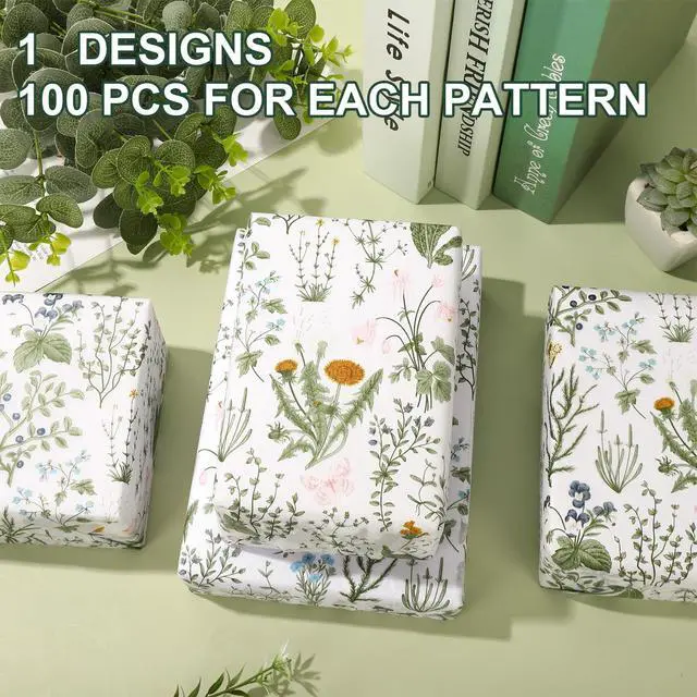 Alt view image 3 of 6 - 100 Sheets Vintage Wildflower Tissue Paper Wild Floral Art Tissue Summer Wrapping Paper for Birthday Wedding DIY Crafts Gift Packing, 20 x 14 Inch