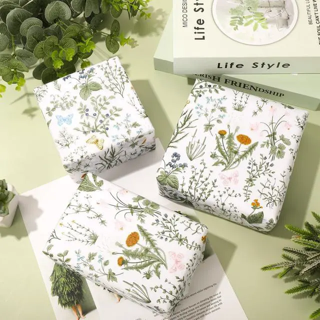 Alt view image 4 of 6 - 100 Sheets Vintage Wildflower Tissue Paper Wild Floral Art Tissue Summer Wrapping Paper for Birthday Wedding DIY Crafts Gift Packing, 20 x 14 Inch