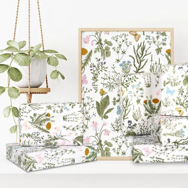 Alt view image 5 of 6 - 100 Sheets Vintage Wildflower Tissue Paper Wild Floral Art Tissue Summer Wrapping Paper for Birthday Wedding DIY Crafts Gift Packing, 20 x 14 Inch